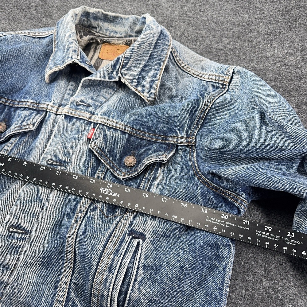 Levi Strauss Denim Jean Jacket Men's Buffalo Lined Gray Black XL 70411-9354 90s - Picture 4 of 16